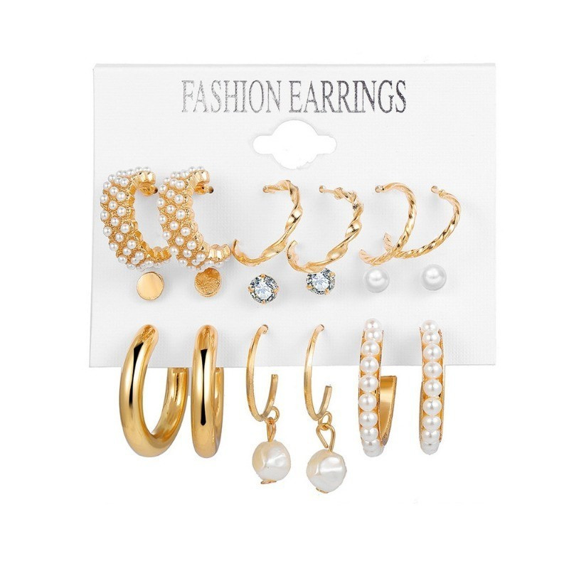 Retro Gold Hoop Earrings for Women Pearl Hypoallergenic Piercing ...