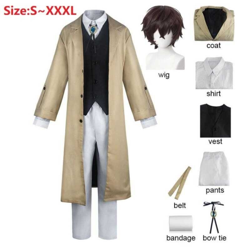 Anime Bungo Stray Dogs Dazai Osamu Cosplay Costume Long Jacket Coat ...