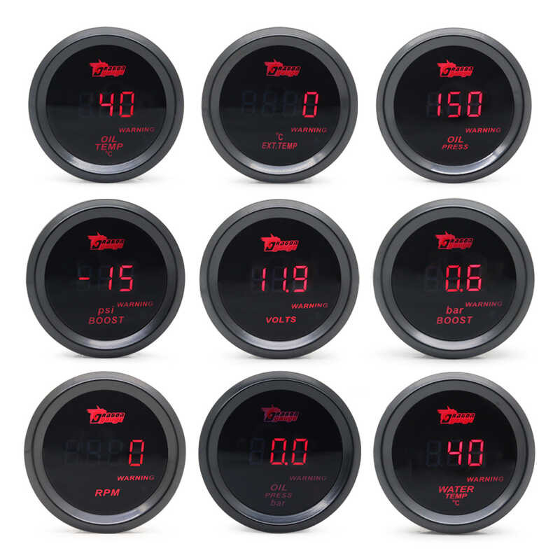 52Mm Boost Gauge/Water Temp/Oil Press/Voltage/Tachometer Gauge Digital