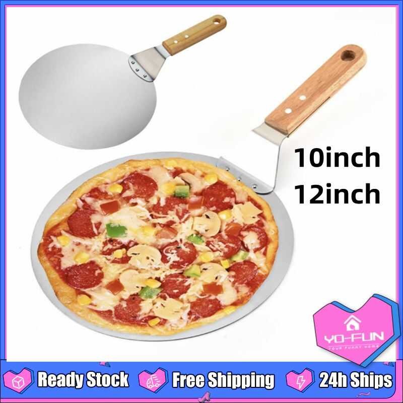 Yo-Fun Pan Round Stainless Steel Non-Stick Paddle Spatula With Oak ...