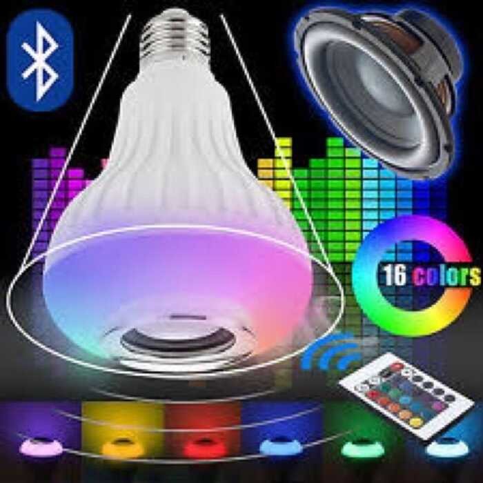 Smart 12W LED Bulb RGB Light Wireless Bluetooth Audio Speaker Music ...