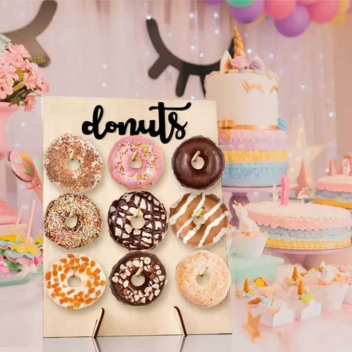 Wooden Donut Stand Plank Donuts Wall Dessert Display Rack Wedding ...