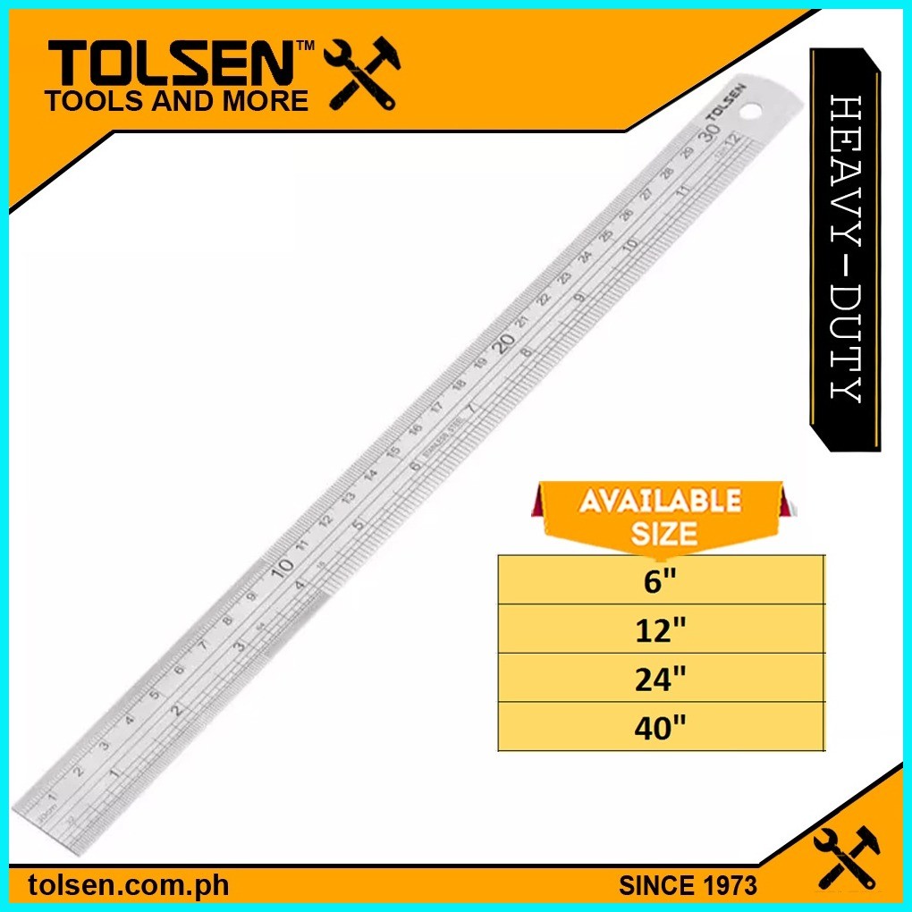 Tolsen Stainless Steel Ruler W/ Conversion Chart (24