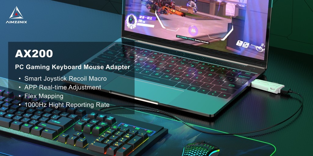 Aimzenix AX200 PC Gaming K&M Converter/Adapter, App Customization ...
