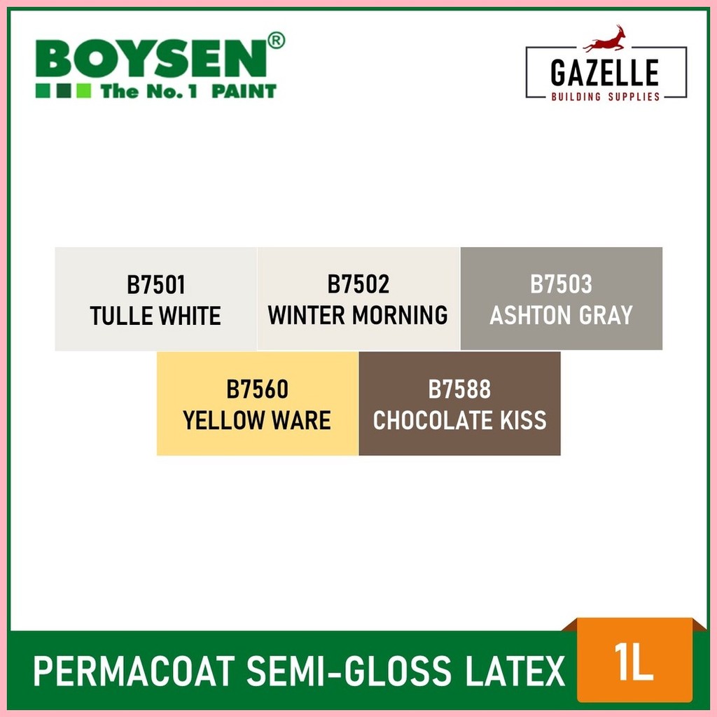 ๑ Boysen Color Series Permacoat Semi-Gloss Latex Paint Ashton Gray ...