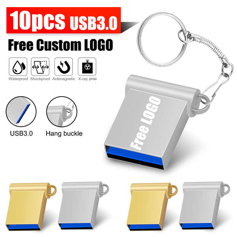10PCS Mini 64gb 32 Gb Flash Pen Drive USB 128gb Waterproof Memory Stick