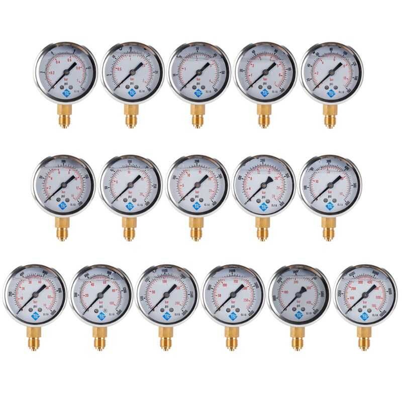 BSP Pressure 1/4 Compound Vacuum Gauge Glycerine Filled Gauges 68mm