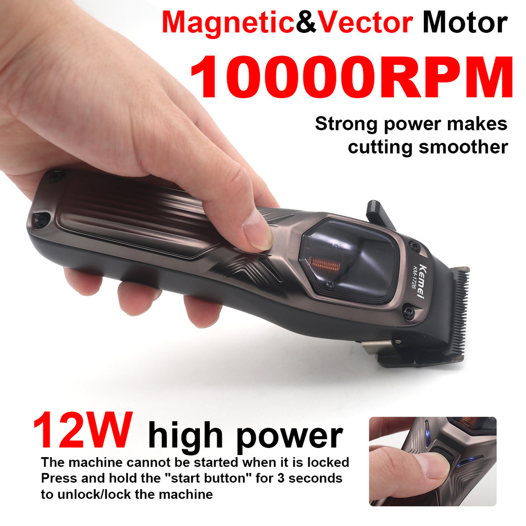KEMEI 1726 Professional Hair Clipper with DLC Blade 12W 10000RPM ...