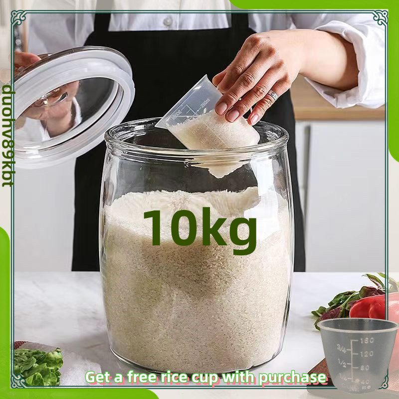 glass rice dispenser 10 kilos/10kg rice storage container airtight ...
