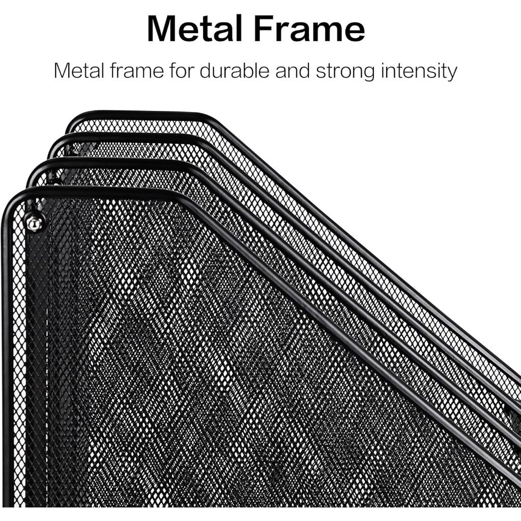 3 Grid Mesh Magazine File Rack Desktop Storage Folder for Office ...