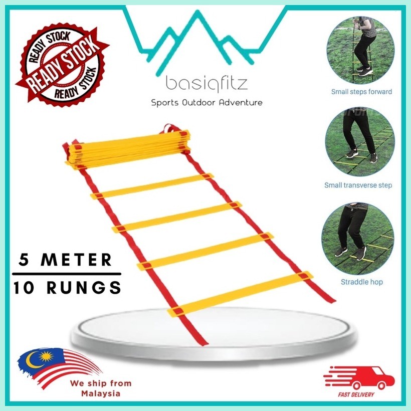 5M 10 Rungs Step Training Ladder Sport Precision Football Speed ...