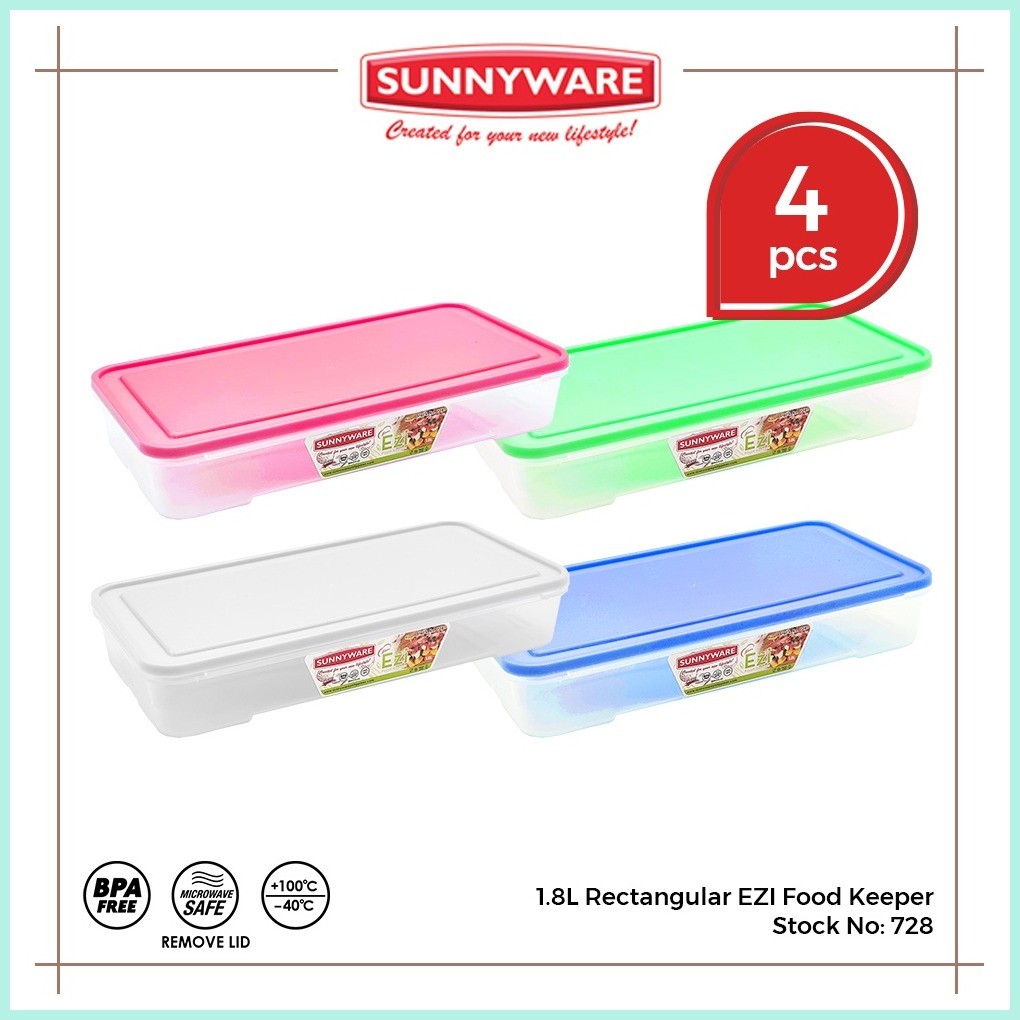 4 pcs Sunnyware 728 Rectangular EZI Food Keeper Storage Container ...
