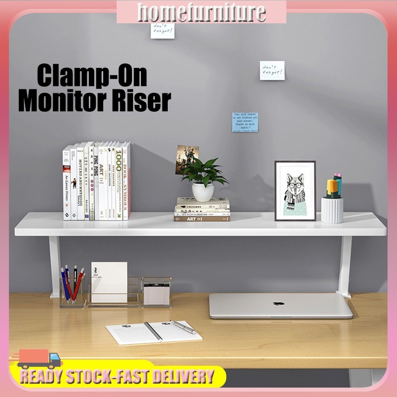 60CM Clamp-On Computer Monitor Riser Desk Riser Wooden Desktop ...