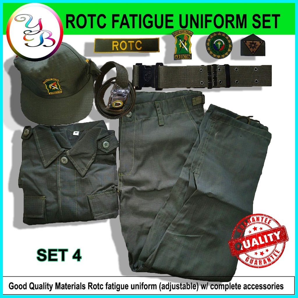 Rotc Fatigue uniform adjustable with complete accessories and patches ...