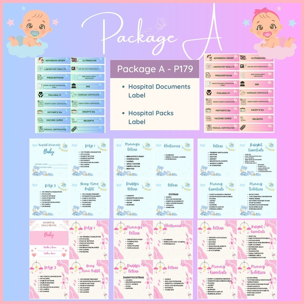 ۞ ♚ Hospital Checklist Mom and Baby (Personalized) | Shopee Philippines
