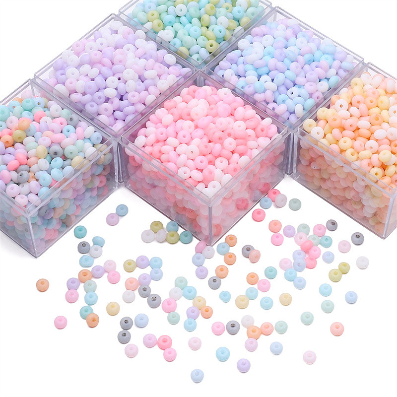 3x6mm glass frosted mineral macaron color abacus beads millet scattered ...