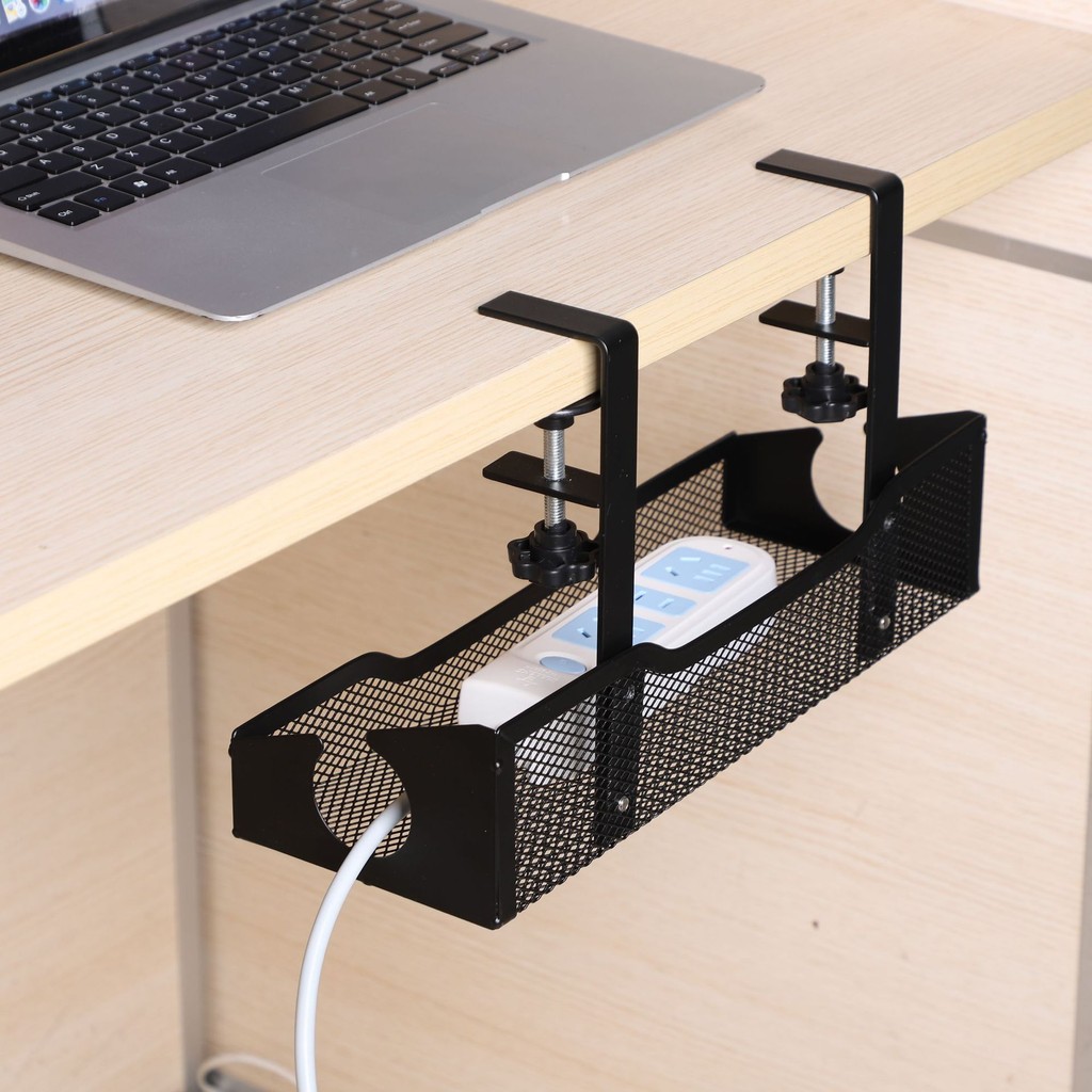Desk Storage Rack No Drilling Steel Under Desk Tray Cable Organizer ...