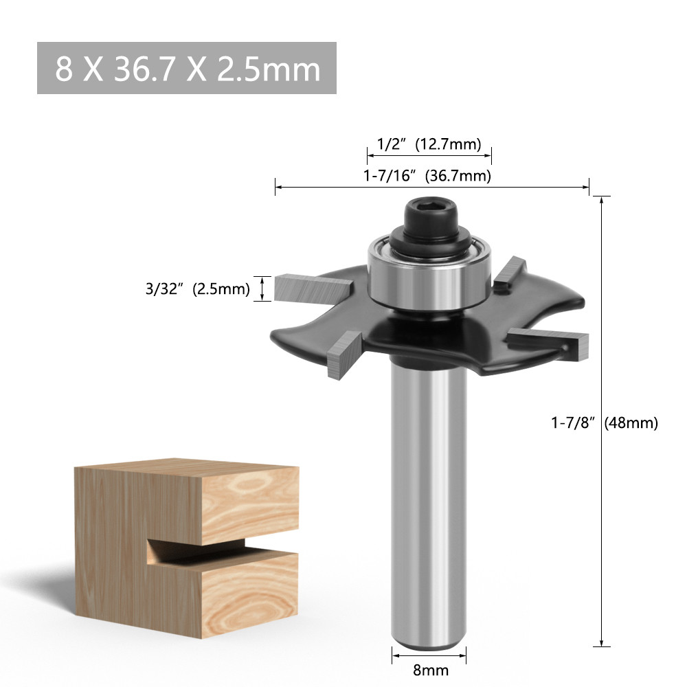 LAVIE 8mm Shank Four Blades T-Sloting Biscuit Joint Slot Cutter ...