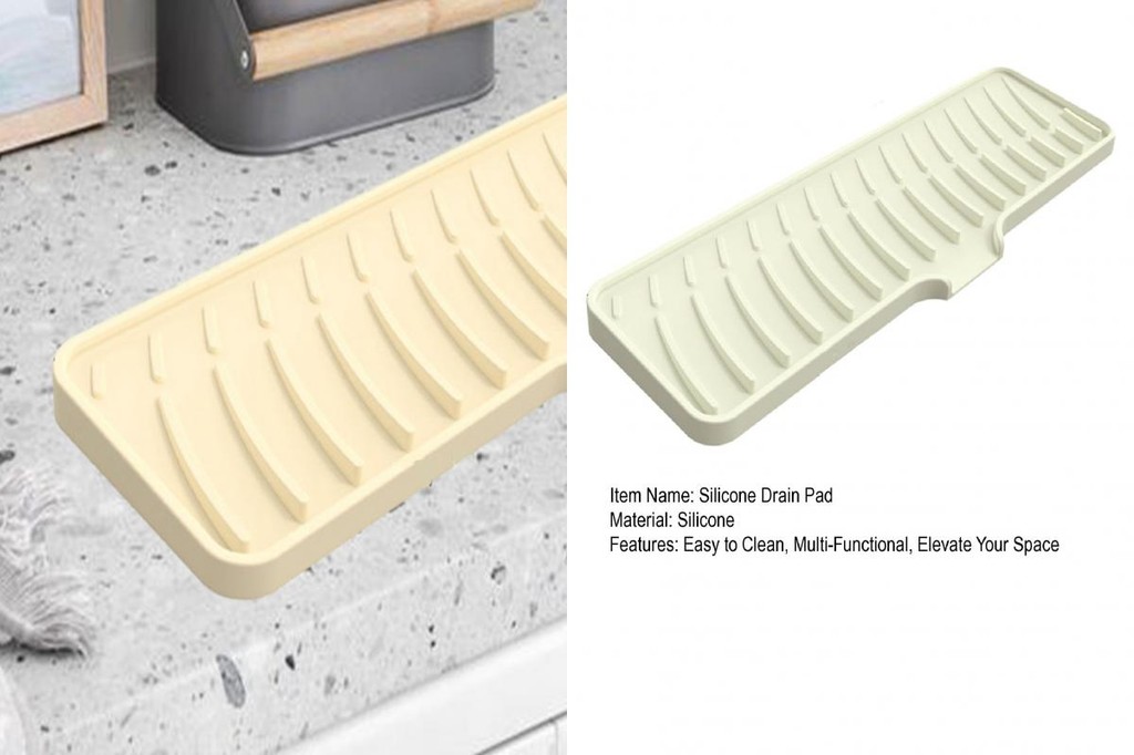 [New]* Extended Sink Splash Guard Silicone Dish Drying Mat Kitchen Sink