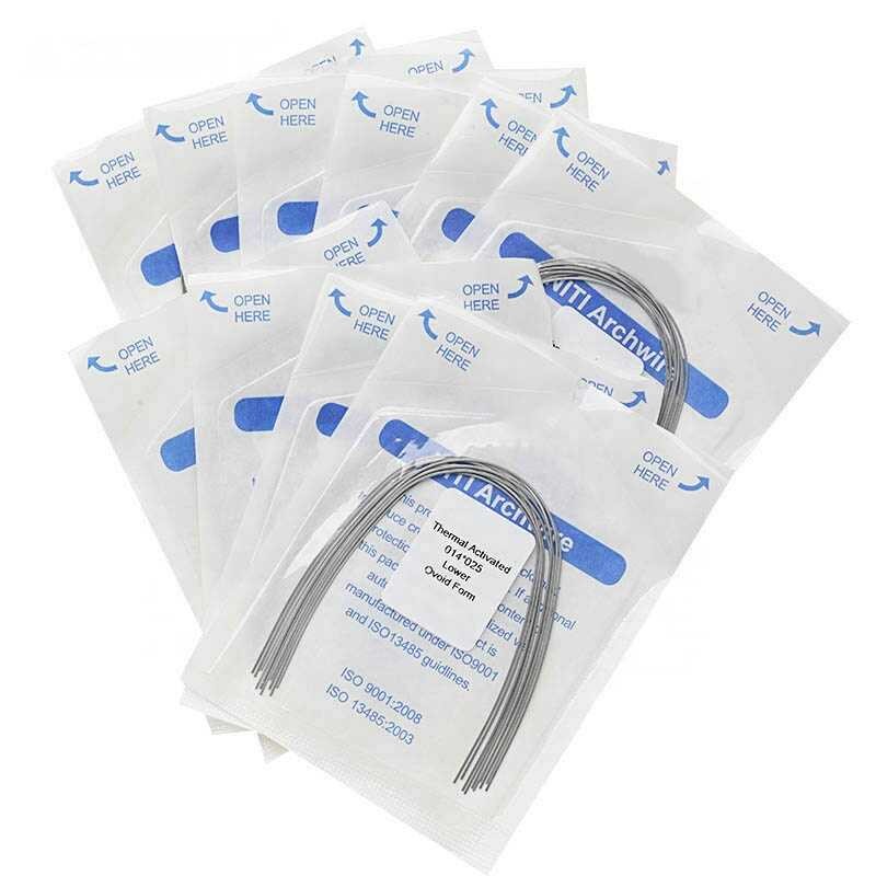 Arc Orthodontique Niti Activé Thermiquement - Forme Rectangulaire Ovale 17x25 (supérieur) - Marque AZDENT - Pour Traitement Dentaire