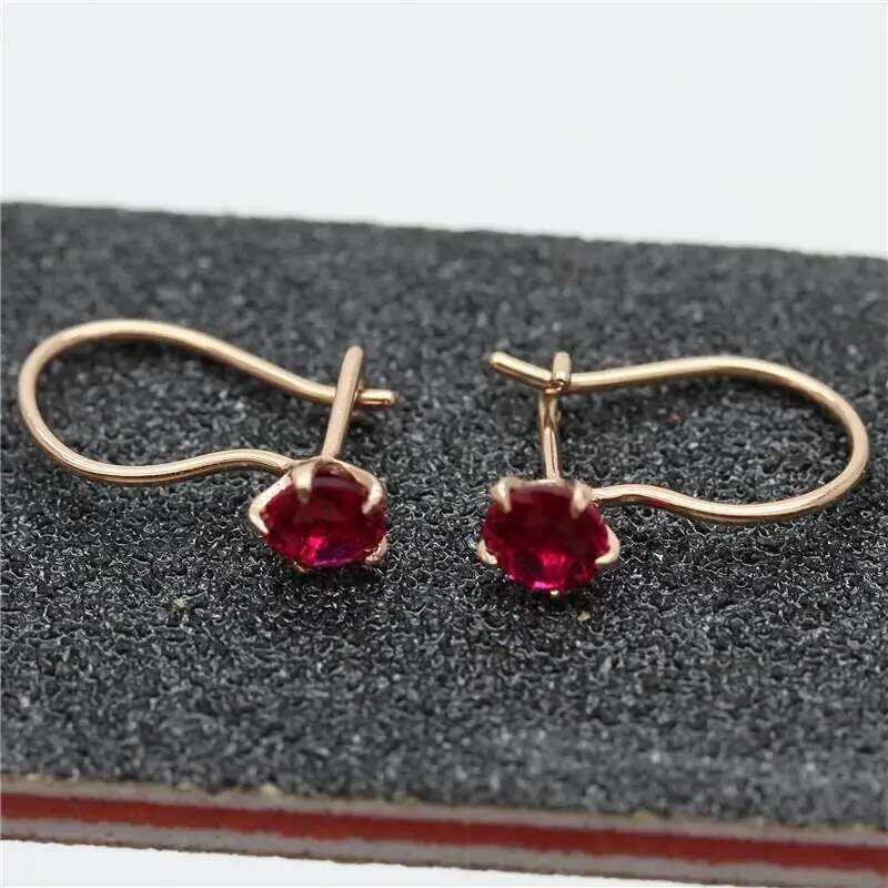 Classic COD Brick Purple Plated K Rose Gold Inlaid Ruby Earrings For ...