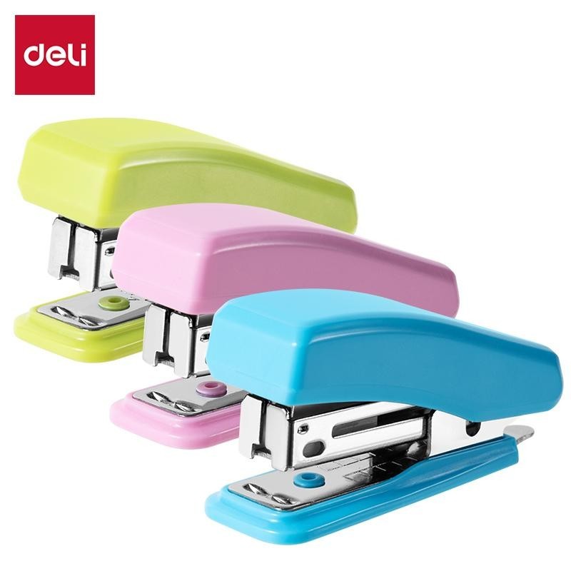 Deli Mini Stapler Mixed Color Compact Stapler with Card Packaging ...