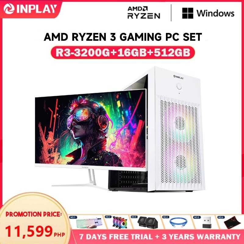 AMD Ryzen 3 3200G Gaming PC Set Ddr4 16Gb RAM M.2 512Gb High Speed SSD ...