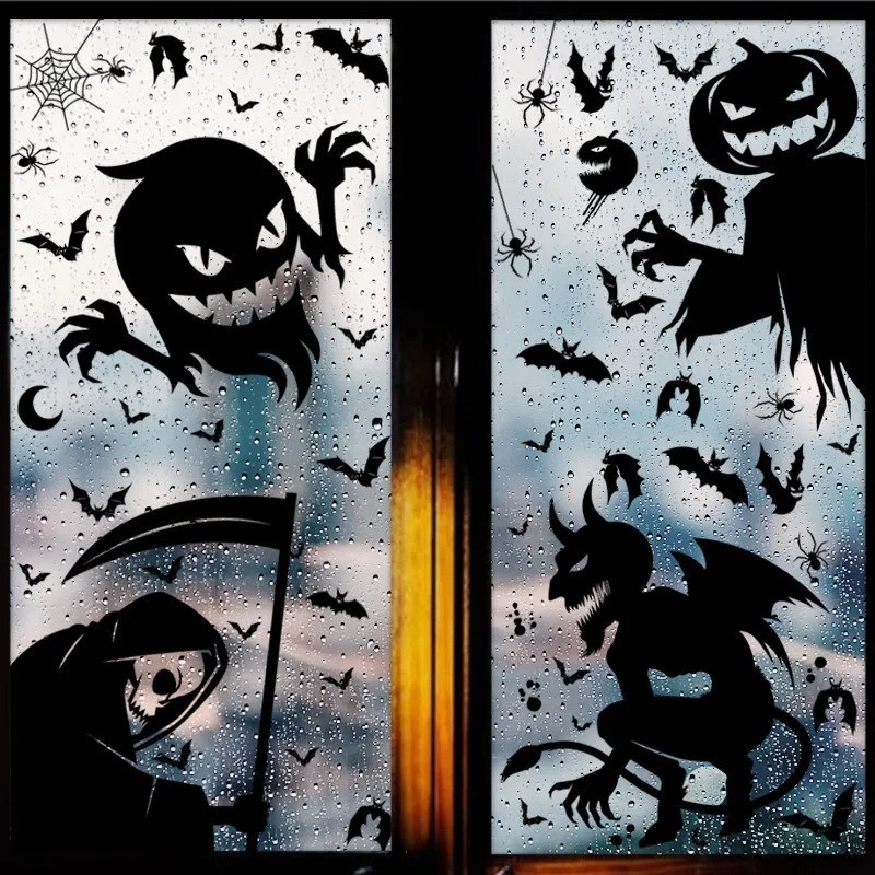 Black Ghost Monster PVC Static Stickers Horror Death Specter Window