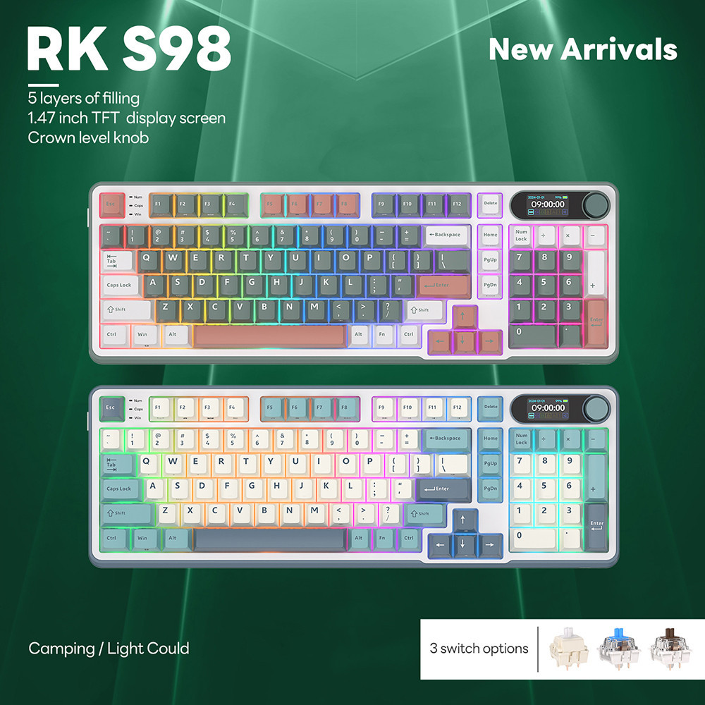 Royal Kludge RK S98 98 Key Tri-Mode Wired Bluetooth 2.4G Wireless 3 ...