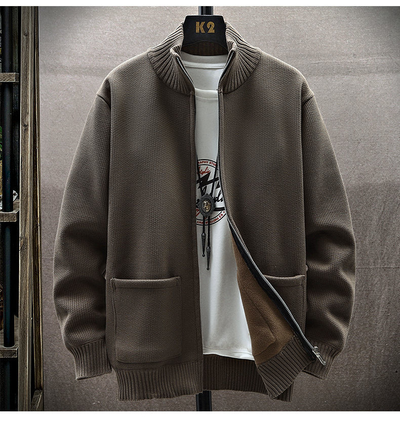 Mens Sweater Cardigan Full Zip Knitted Long Sleeve Sweaters Men Workout