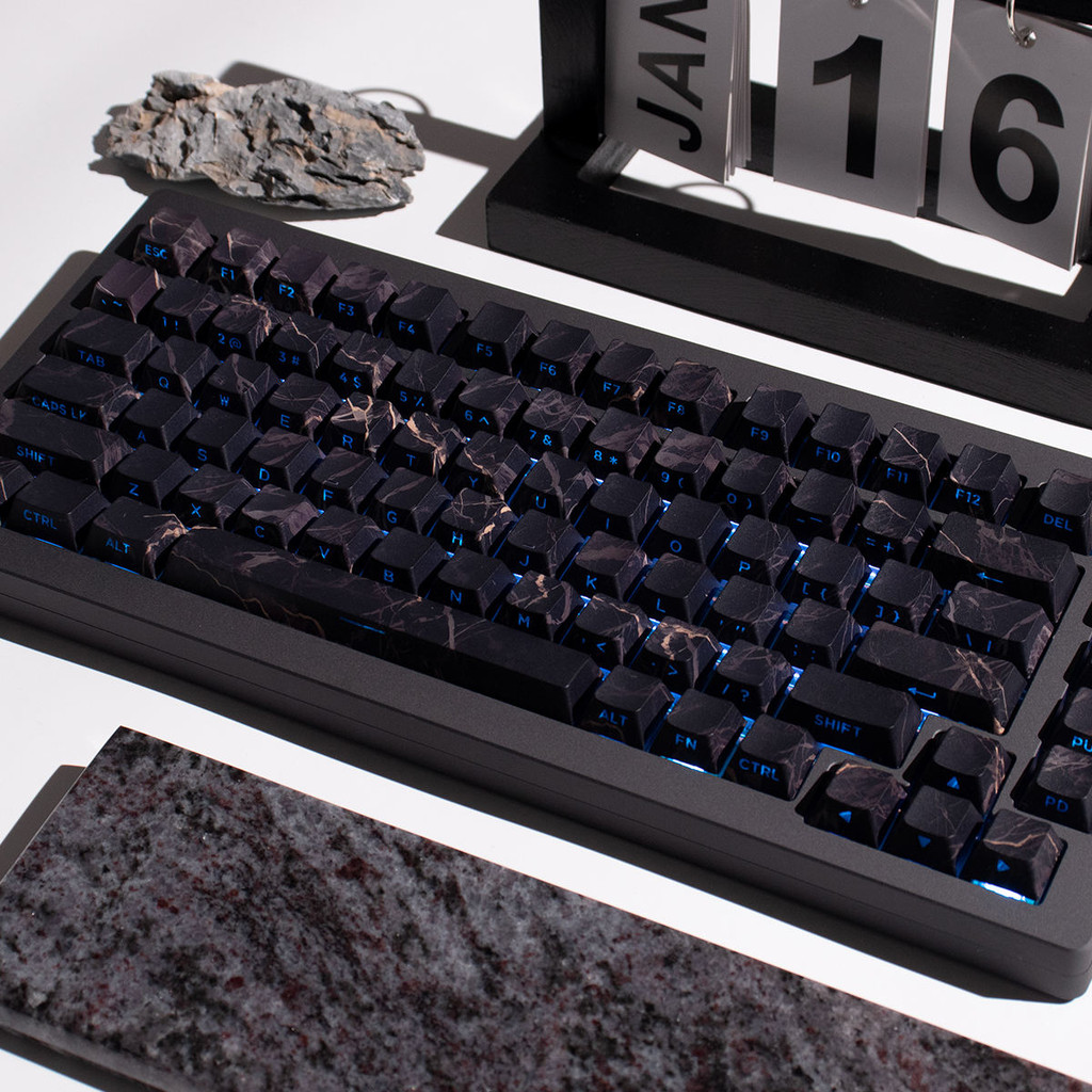 Black Side Transparent Marble Mechanical Keyboard Keycap PBT Five-sided ...