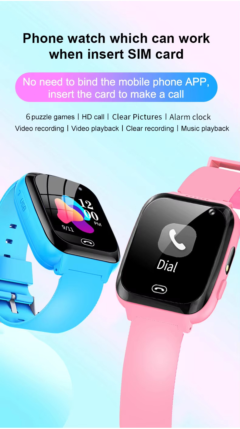 A7 Kids Smart Watch 1.44 inch Touch Screen Multi-Language Built-in Game ...