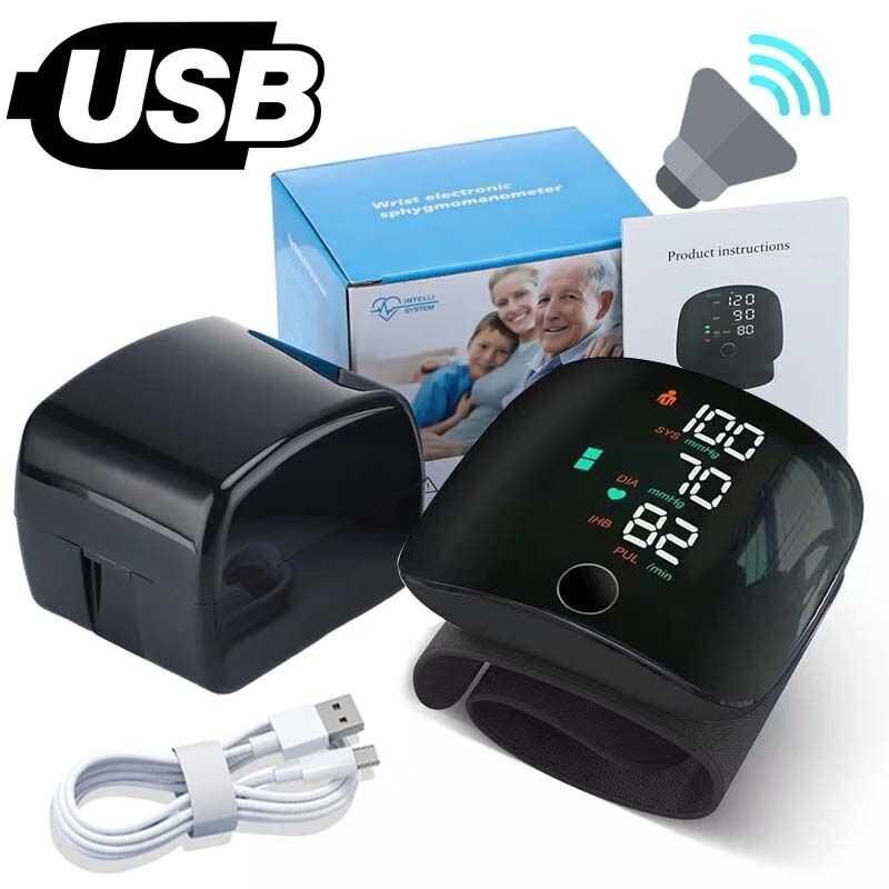 Rechargeable Wrist Blood Pressure Monitor Medical English Voice ...