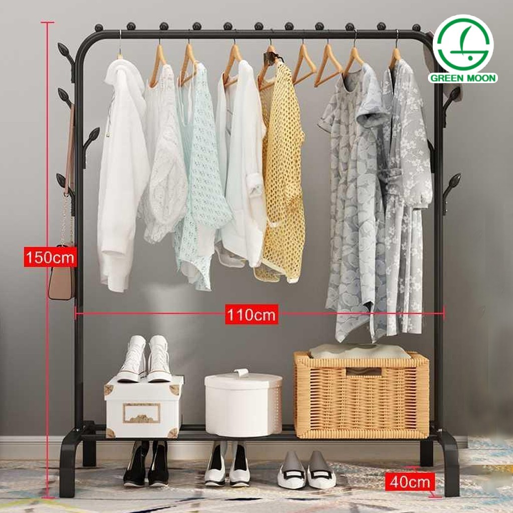 GREENMOON Single Pole Type Drying Rack Wardrobe Rack Hanger Hanging ...