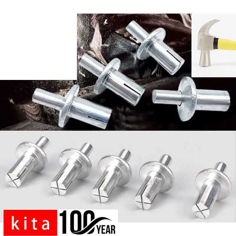 100Pcs Hammer Drive Riveter 5*7 Aluminum Nail Head Piercing Rivet ...