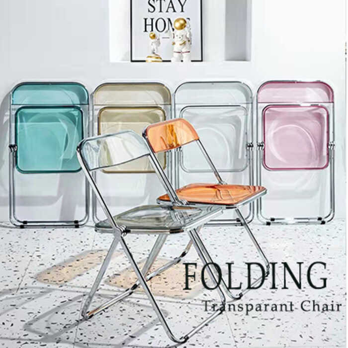 Transparent Chairs-Ghost Modern Stackable Crystal Folding Chair-Pc ...