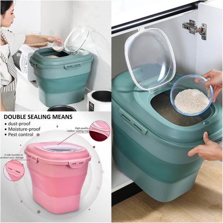 Foldable Rice Storage Box Pink & Green 25 Kilos of Rice - WATERPROOF ...