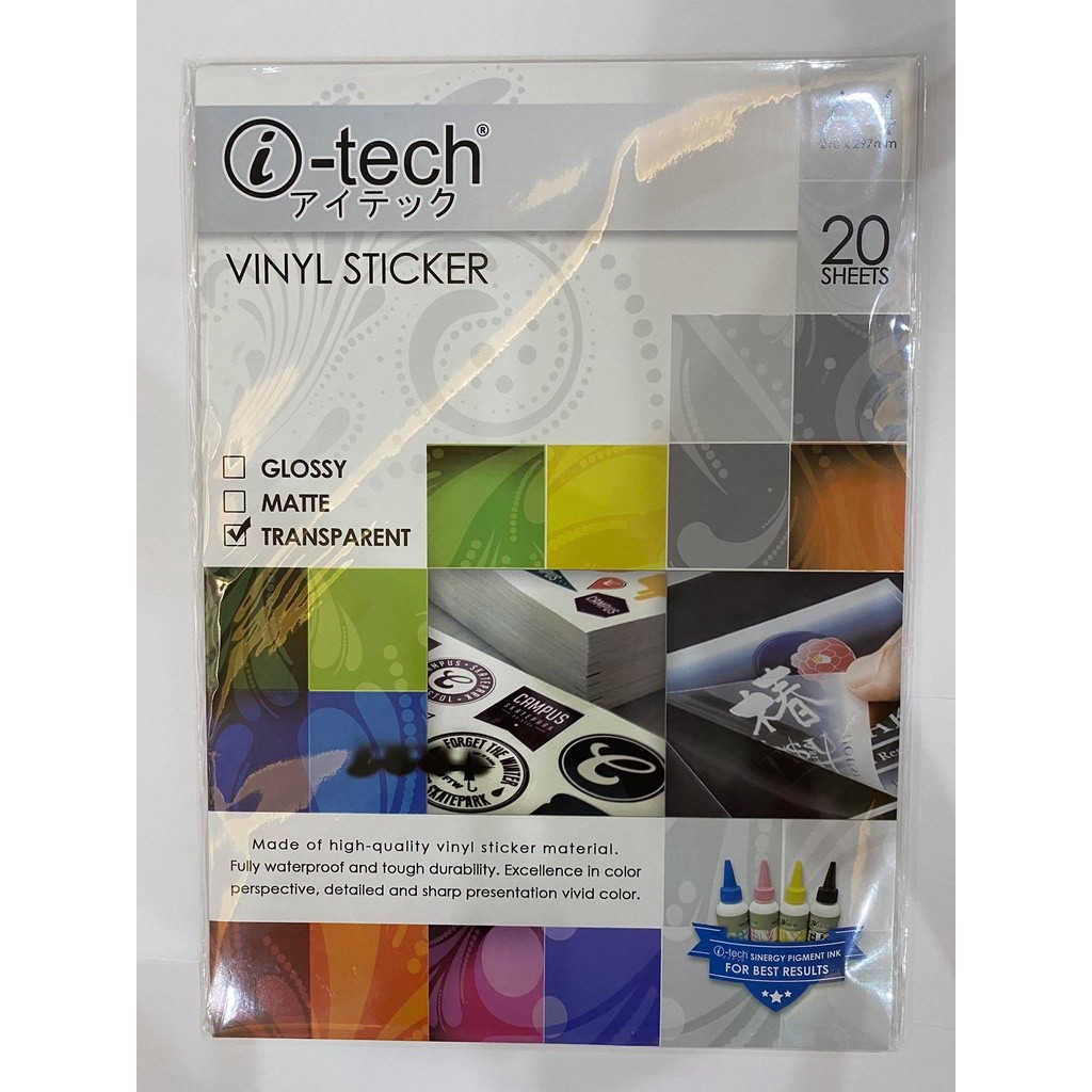 A4 I-TECH Vinyl Sticker Waterproof Matte / Glossy / Transparent ...