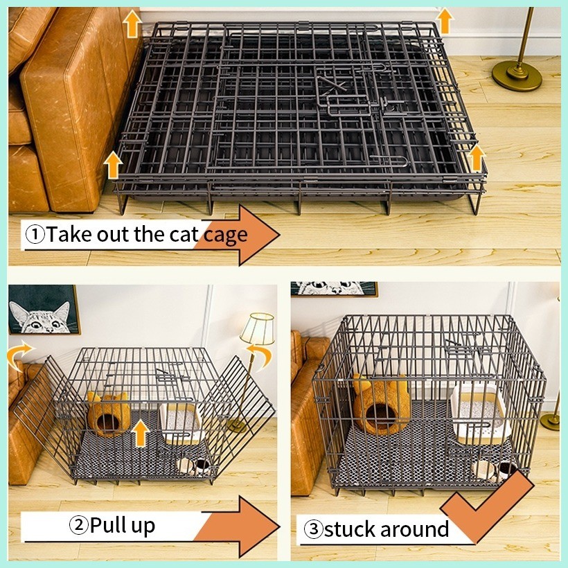 Cat Cage Foldable pet cage cat cage for dog with Poop Tray Heavy Duty ...