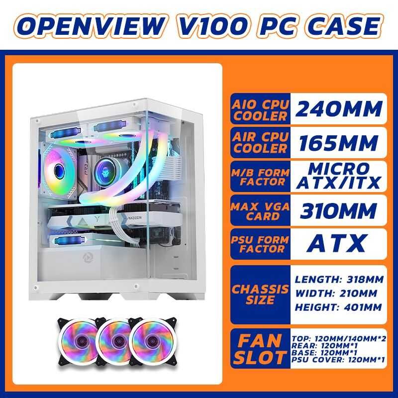 Pc Case Gaming Computer Case With Fan White Glass Inplay Seaview Palace ...