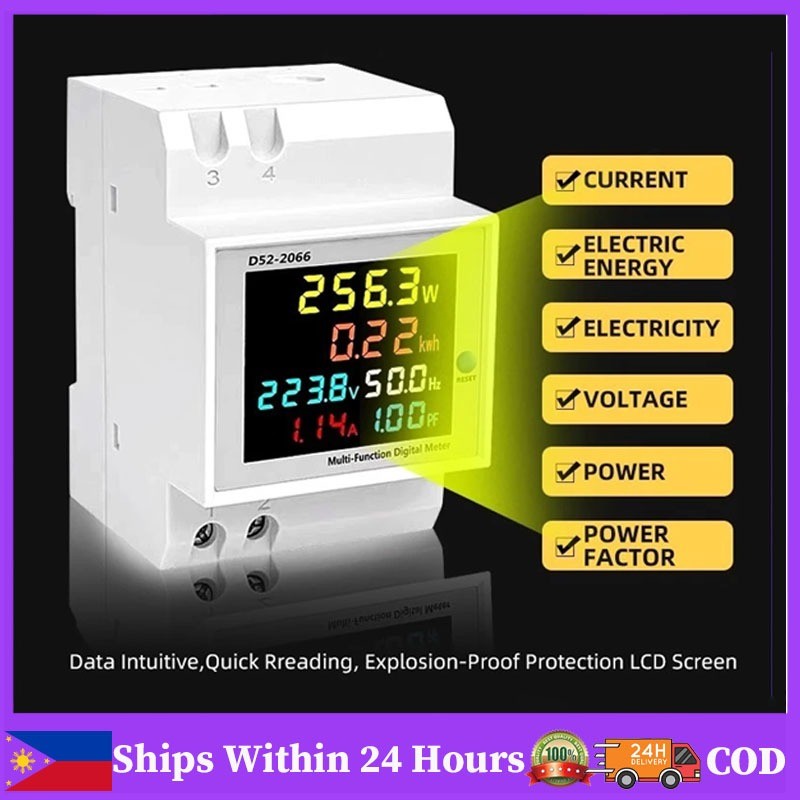 D52-2066 AC monitor 110V 220V 380V 100A Voltage Current Power Factor ...