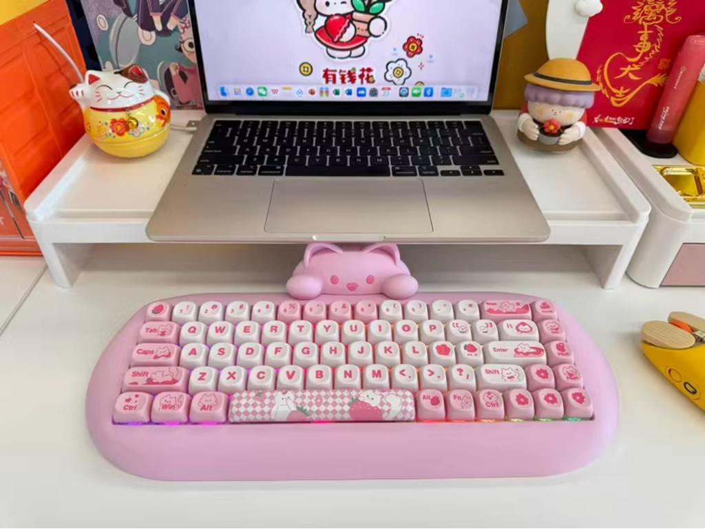 Cat Keyboard C68 Cute Silicone Hotswap Keyboard Keycap Set Bluetooth ...