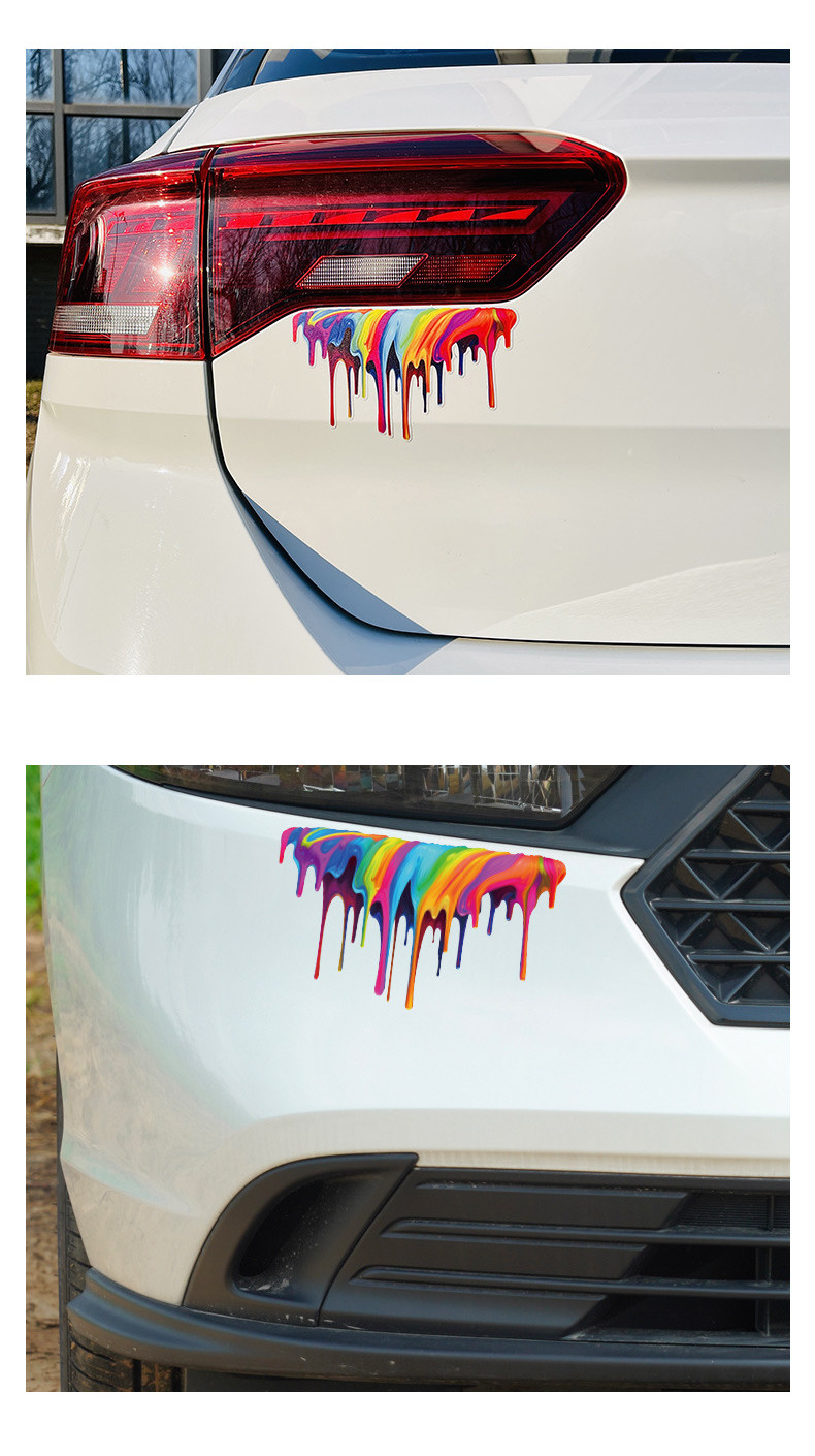 Fluid Paint Rainbow Car Sticker Electric Vehicle Decoration Car Decals ...