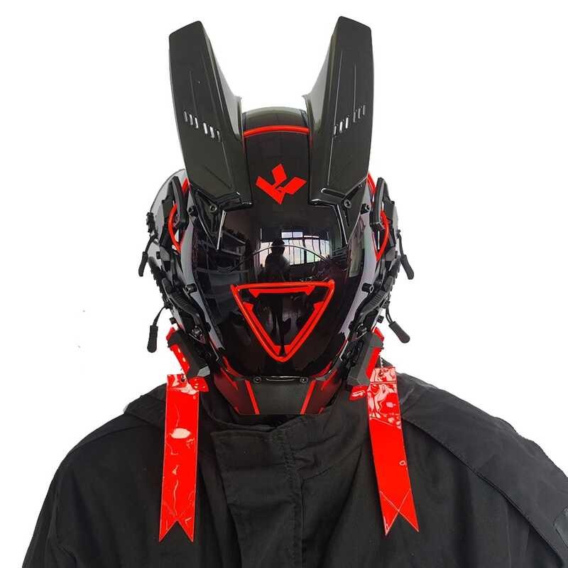 Cyberpunk e Tech LED Mask Halloween Cosplay Helmet Party Adults ...