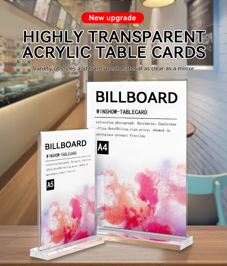 A6/A5/A4 Acrylic Display Stand Table Card Menu Holder Transparent ...