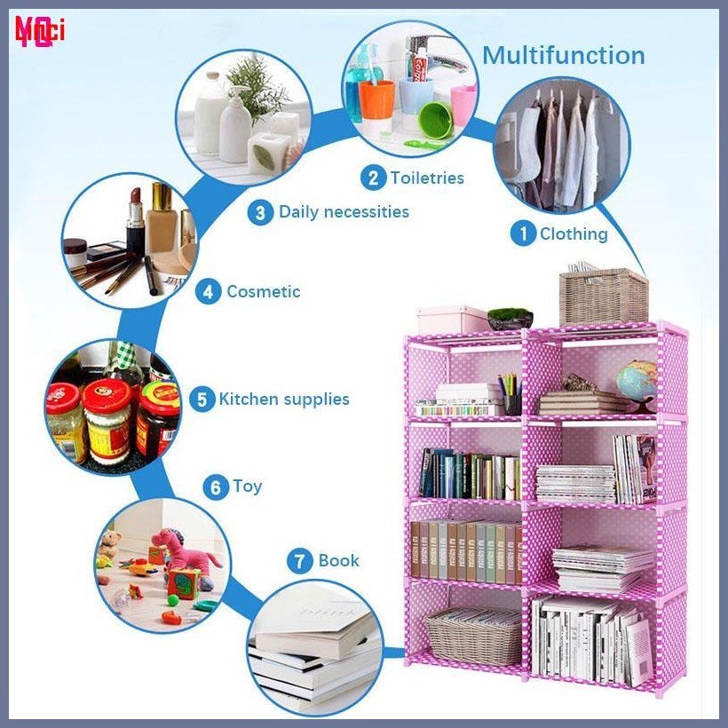 ⇨ DIY Book Shelf 4 Layer Storage Rack Waterproof And Easy To Clean 4 ...