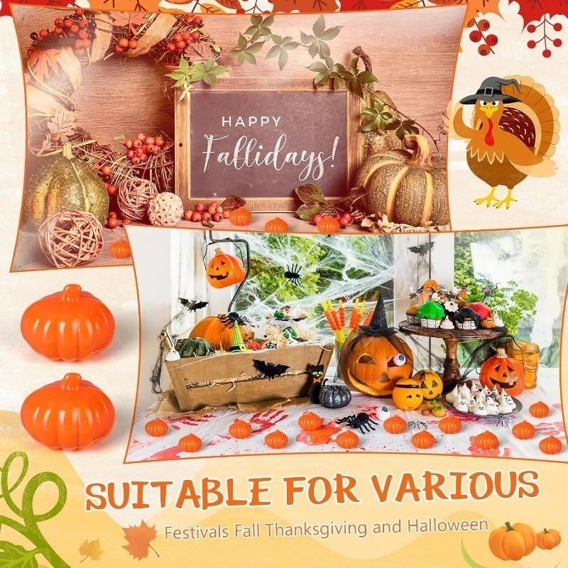 20Pcs Fall Artificial Pumpkin Bulk Mini Small Fall Plastic Pumpkins ...