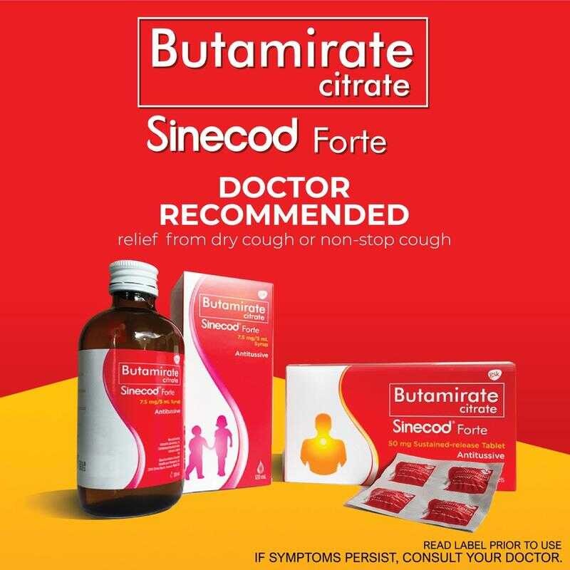 Sinecod Forte 100 Tablets Butamirate Citrate Antitussive For Long ...