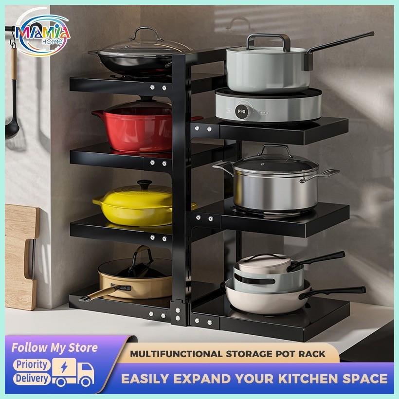 Kitchen Pan Organizer Pot Rack Countertop Multipurpose Cookware ...