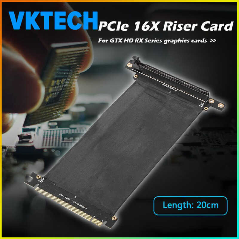 Pcie 3.0 [Vktech] Extension Cable 90 Degree Pci-E To 16X Flexible Riser